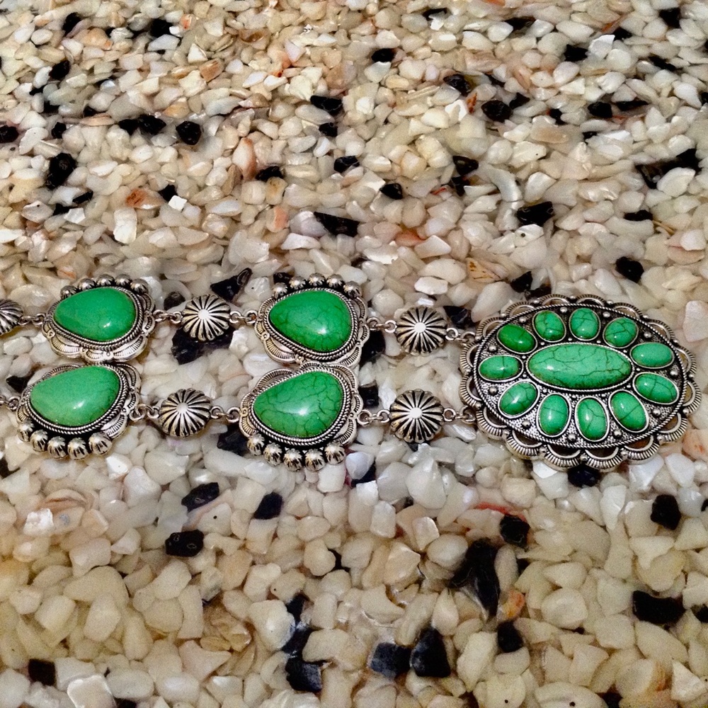 Green Big Bold Southwestern Adjustable Necklace 490 Carats NWT - Picture 3 of 3